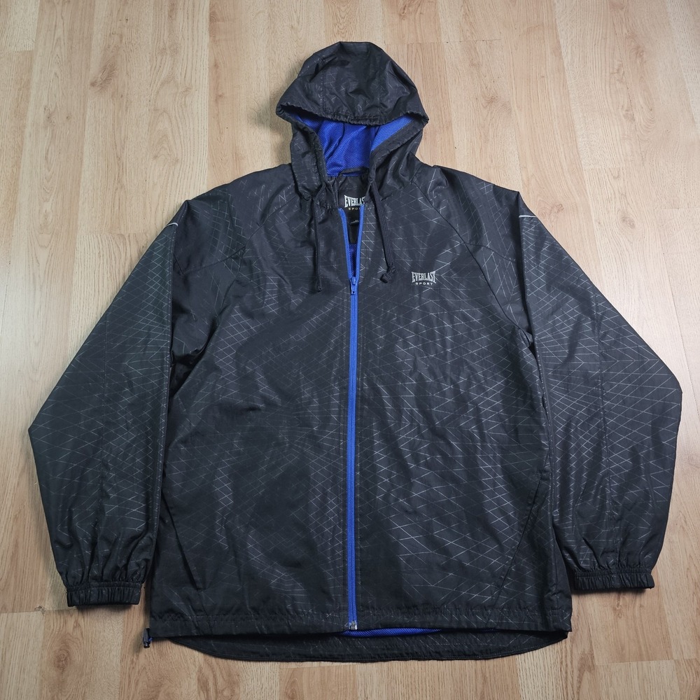 EVERLAST SPORT Jacket Mens Medium pockets Black‎ Blue Active Workout Gear